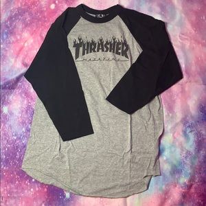 Thrasher Black and Gray 3/4 Sleeve Shirt